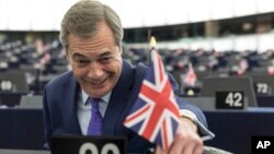 Britain's former UKIP leader Nigel Farage attends a session at the European Parliament in Strasbourg, eastern France, April 5, 2017.