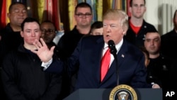 President Donald Trump speaks during an event for the Wounded Warrior Project Soldier Ride at the White House, April 26, 2018, in Washington. (