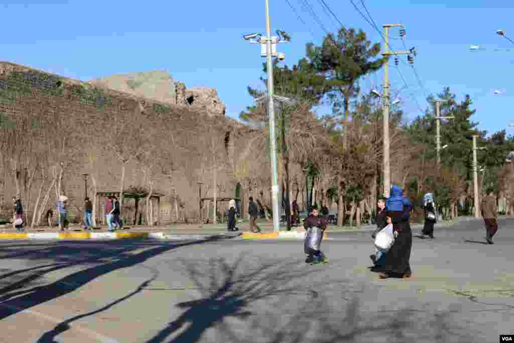 Residents living Sur district in Diyarbakir after the curfew was expanded