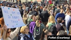 Studenti u Beogradu su tokom generalnog štrajka 7. marta blokirali ulice i odali poštu žrtvama pada nadstrešnice u Novom Sadu (foto: FoNet)