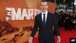 American actor Matt Damon at the European opening of "The Martian" in London, September 24. (Photo by Joel Ryan/Invision/AP)