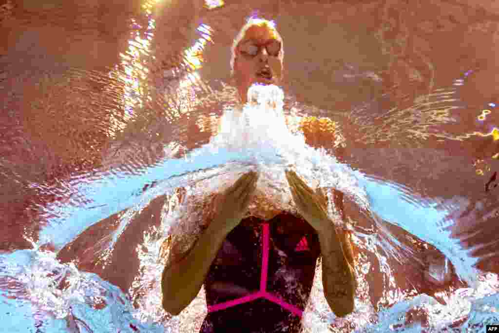 France&#39;s Fantine Lesaffre competes in a heat for the women&#39;s 400m individual medley event during the swimming competition at the 2019 World Championships at Nambu University Municipal Aquatics Center in Gwangju, South Korea.
