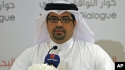 Isa Abdul Rahman, spokesperson for Bahrain's National Dialogue Committee, speaks during a news conference held after the inauguration of the national dialogue, in Manama, Bahtain, July 2, 2011