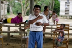 Antelmo Pereira leads a religious class in the indigenous Tikuna village of Santa Rosa, Brazil, Sept. 21, 2019.
