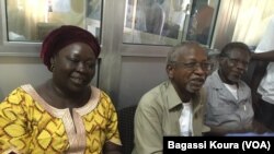 De gauche : Narmadji Céline, Younouss Mahadjir, Mahamat Nour Ibedou, trois des quatre leaders de la société civile condamnés à N’Djamena, Tchad, 4 juin 2016.