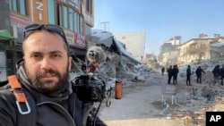 FILE - In this photo from Reuters, Issam Abdallah, a videographer for the news agency, poses for a selfie in Maras, Turkey, Feb. 11, 2023. Reporters Without Borders, says that the strikes that hit journalists in southern Lebanon in October, killing Abdallah, were targeted.