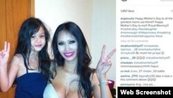 Người mẫu Playboy Angie Vu và con gái.