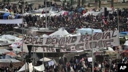 Anti-government demonstrators gather in Tahrir Square, the center of anti-Mubarak protests, in downtown Cairo, Egypt, February 7, 2011