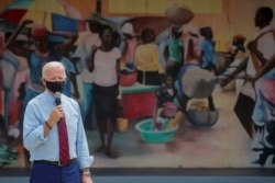 Democratic U.S. presidential nominee Joe Biden speaks during a campaign stop at Little Haiti Cultural Complex in Miami, Florida, Oct. 5, 2020.