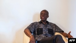 Congolese presidential candidate Jean-Marie Mokoko speaks during an interview at his residence in Brazzaville, March 19, 2016. He was summoned before police the same day, for unspecified reasons.