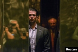 FILE - Donald Trump Jr. arrives at Trump Tower in New York City, Jan. 18, 2017.