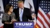 FILE - US Republican presidential candidate Donald Trump (R) thanks the crowd after receiving Former Alaska Gov. Sarah Palin's endorsement at a rally at Iowa State University in Ames, Iowa Jan. 19, 2016.