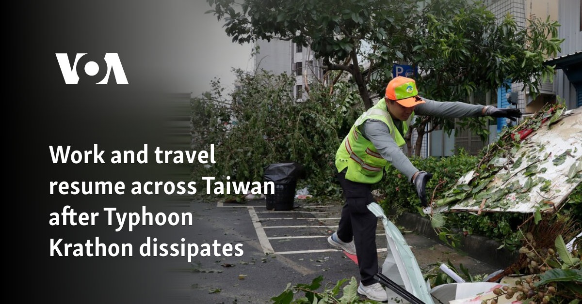 Work and travel resume across Taiwan after Typhoon Krathon dissipates