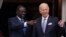 FILE—Kenyan President William Ruto (L) and US President Joe Biden point to the crowd during an official arrival ceremony on the South Lawn of the White House in Washington, DC, on May 23, 2024.