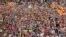 People take part in a demonstration two days after the banned independence referendum in Barcelona, Spain, Oct. 3, 2017. 