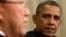 President Barack Obama listens as UN Secretary-General Ban Ki-moon speaks to members of the media during their meeting in the Oval Office of the White House, April 11, 2013. 