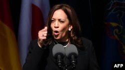 Vice President Kamala Harris speaks during a memorial for the passengers and crew of United Flight 93, Sept. 11, 2021, in Shanksville, Pennsylvania, on the 20th anniversary of the Sept. 11, 2001, attacks.