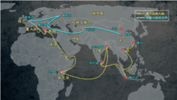 中国“一带一路”项目全球扩展示意图