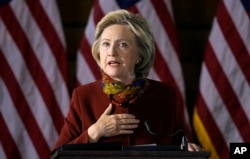 Democratic presidential candidate Hillary Clinton speaks about her counterterrorism strategy during a speech at the University of Minnesota in Minneapolis, Dec. 15, 2015.