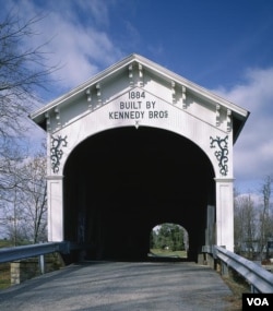 The Kennedys of Indiana, a large bridge-building family, designed and built this lovely covered bridge in rural Rush County, Indiana. (Carol M. Highsmith)