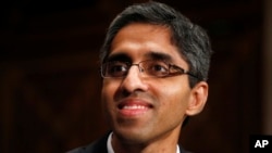 FILE - U.S. Surgeon General Dr. Vivek Murthy on Capitol Hill in Washington. 