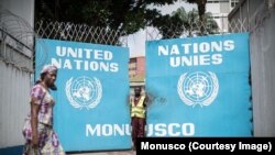 L’entrée principale du siège de la Mission des Nations unies en RDC, à Kinshasa, le 9 août 2017. (Twitter/Monusco)