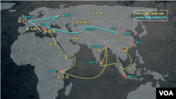 中国“一带一路”项目全球扩展示意图