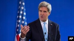 Menlu AS John Kerry memberikan penjelasan soal laporan penyelidikan senjata kimia di Suriah oleh tim inspeksi PBB (19/9). 