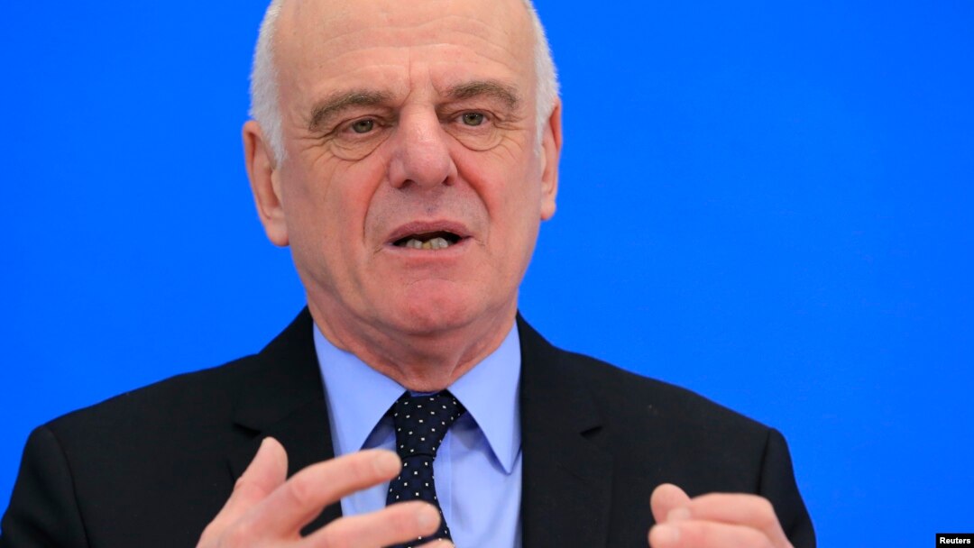 David Nabarro, candidate for director general of the World Health Organization, attends a news conference at WHO headquarters in Geneva, Switzerland, Jan. 26, 2017. 