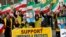 Supporters of Iran's democratic opposition hold a rally in London, Jan. 4, 2018.