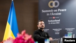 ولادمیر زیلنسکی، رییس جمهور اوکراین، در اجلاس صلح اوکراین که در سویس برگزار شده است
