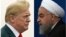 Two photos show U.S. President Donald Trump (L), July 22, 2018, and Iranian President Hassan Rouhani, Feb. 6, 2018.