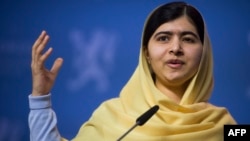 FILE - Nobel Peace Prize laureate Malala Yousafzai.