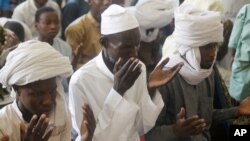 Muslims perform Friday prayers during the holy fasting month of Ramadan, at a Grand mosque in N'Djamena, Chad, April 30, 2021. 