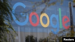 FILE - A Google logo is seen in Mountain View, California, Nov. 1, 2018. 