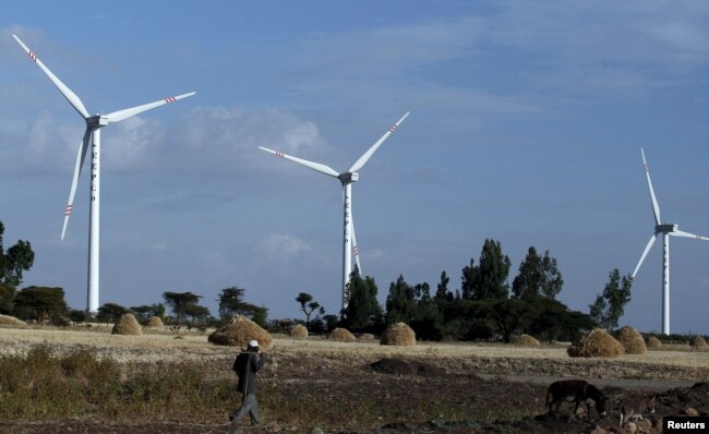 资料照片：中国进出口银行在埃塞俄比亚首都亚的斯亚贝巴以东设的阿达玛风电场项目。