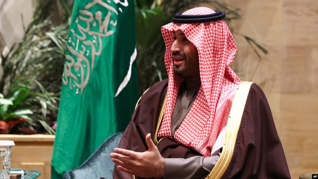Saudiya Arabistoni valiahdi Muhammad bin Salmon AQSh Davlat kotibi Marko Rubio bilan suhbatda, Riyod, 17-fevral, 2025 