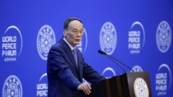 中国国家副主席王岐山2019年7月8日在北京清华大学举行的第八届世界和平论坛开幕式上讲话。