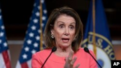 La présidente de la Chambre des représentants, Nancy Pelosi, lors d'une conférence de presse à Capitol Hill, à Washington, le 2 mai 2019.