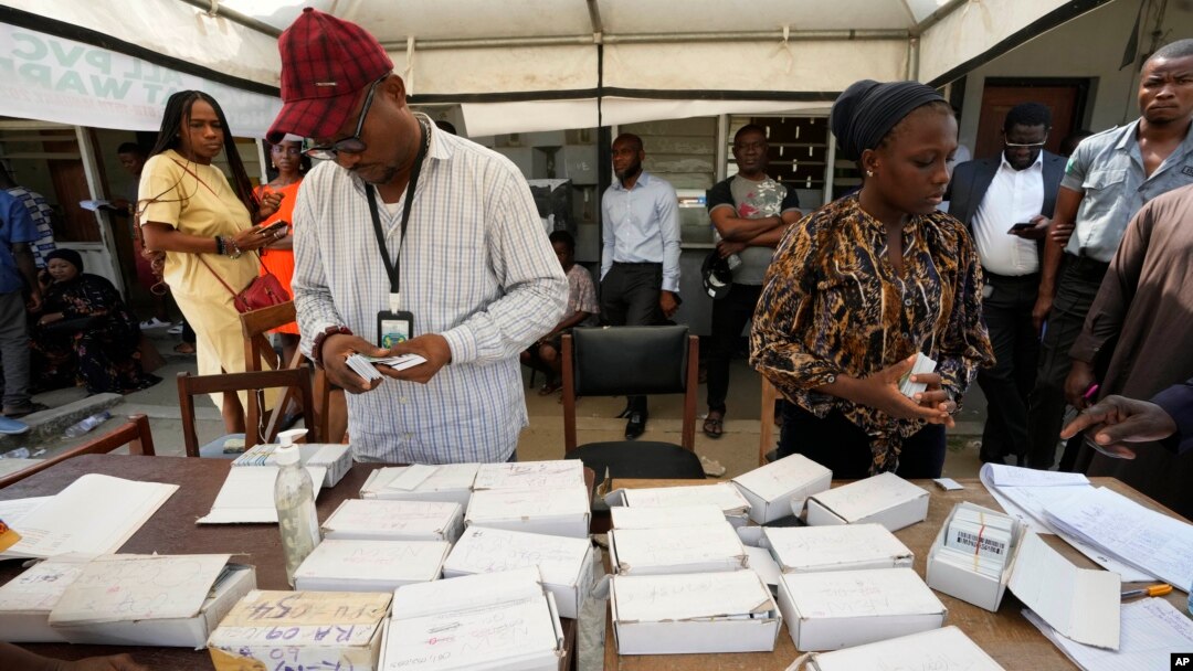 Permanent voters cards at a distribution centre in Lagos, ahead of