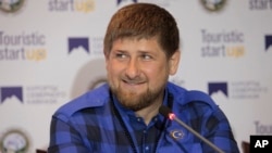 Chechen regional leader Ramzan Kadyrov speaks at a news conference in Chechnya's provincial capital Grozny, Russia, April 12, 2014.