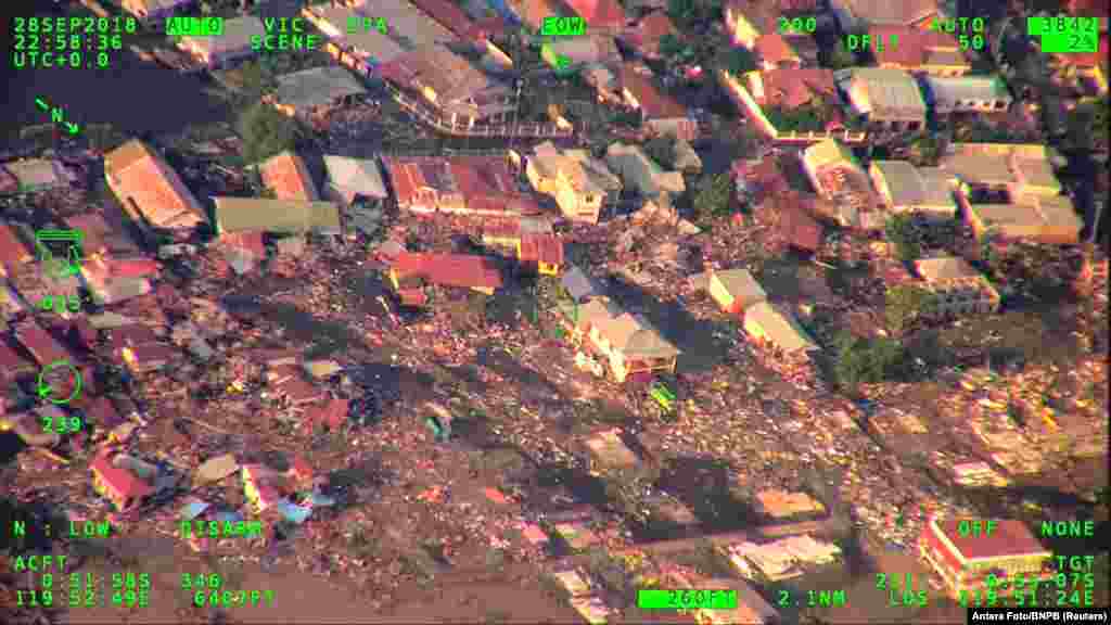 An aerial view of the city of Palu after an earthquake hit Sulawesi Island, Indonesia, Sept. 29, 2018.