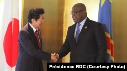 Président Félix Tshisekedi na Premier ministre ya Japon Shinzo Abé na Yokohama, Tokyo, Japon, 30 août 2019. (Facebook/Présidence RDC)