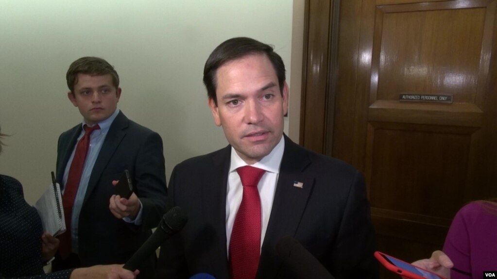 美国国会共和党籍参议员鲁比奥（Sen. Marco Rubio, R-FL）6月13日在国会山接受媒体采访。