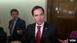 美国国会共和党籍参议员鲁比奥（Sen. Marco Rubio, R-FL）6月13日在国会山接受媒体采访。