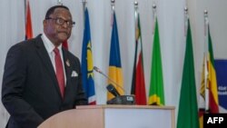 FILE - Malawi President Lazarus Chakwera speaks at an event in Lilongwe, Malawi, Aug. 17, 2021.