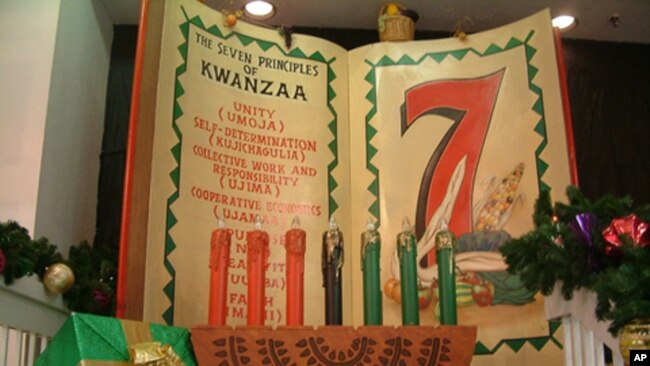 The seven tenets of Kwanzaa are unity, self-determination, collective work and responsibility, cooperative economics, purpose, creativity, and faith.