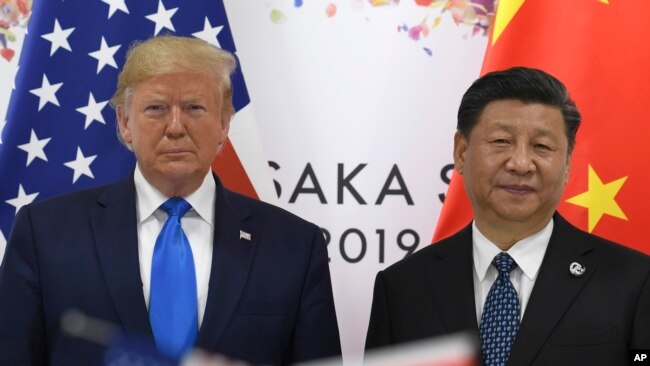 2019年6月29日，美国总统特朗普和中国国家主席习近平在日本大阪的20国集团峰会上。