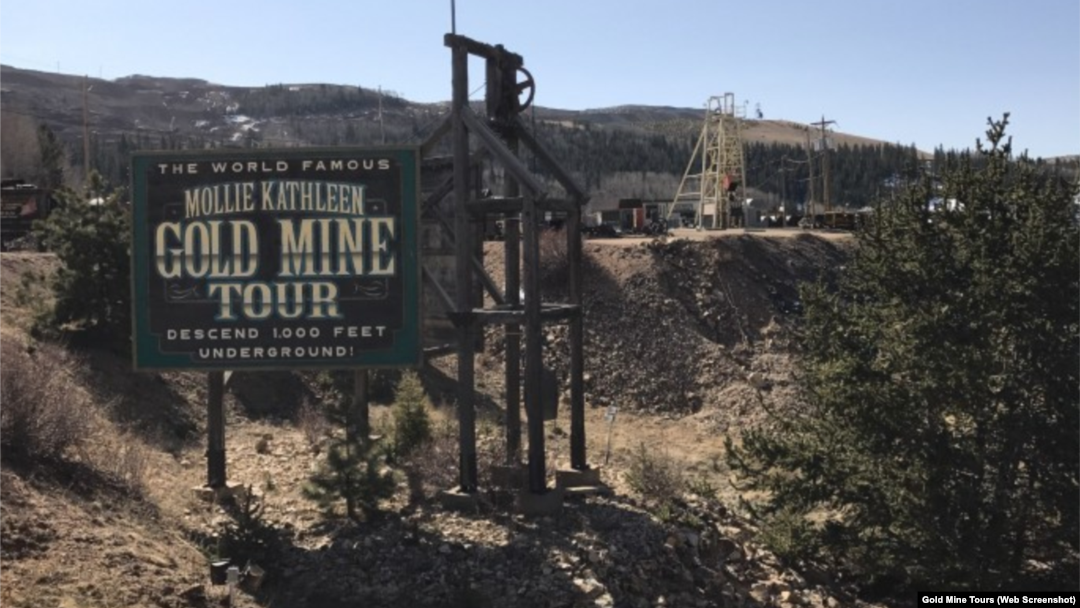 Screenshot of a photo from the website of the Mollie Kathleen Gold Mine, a former gold mine near the town of Cripple Creek in Colorado. 