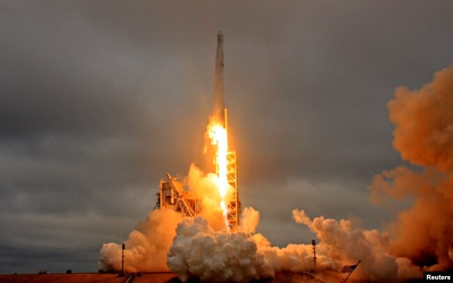 A SpaceX Falcon 9 rocket lifts off on a supply mission to the International Space Station from historic launch pad 39A at the Kennedy Space Center in Cape Canaveral, Florida, Feb. 19, 2017.